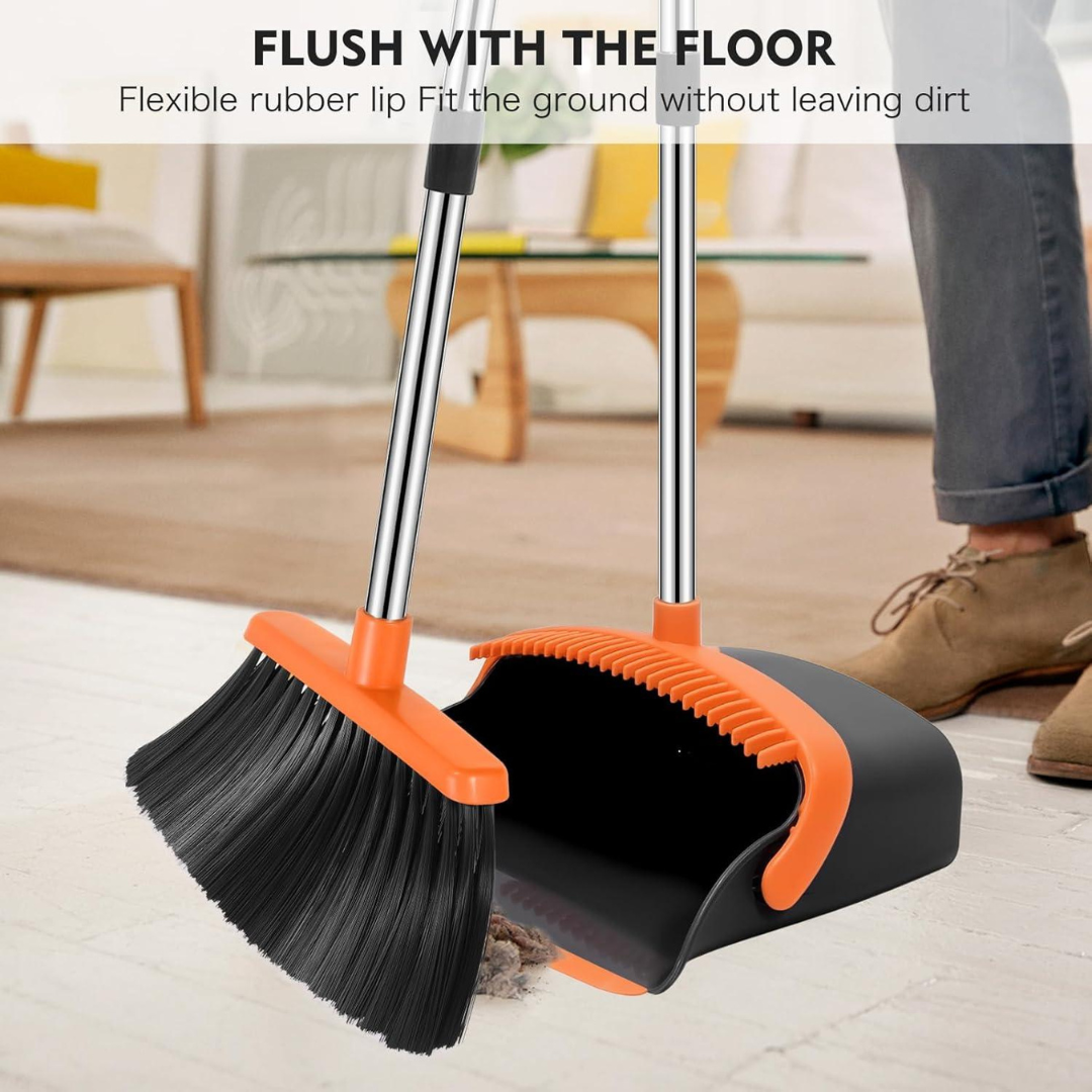Broom and Dustpan Set Adjustable Handle Broom with Dustpan