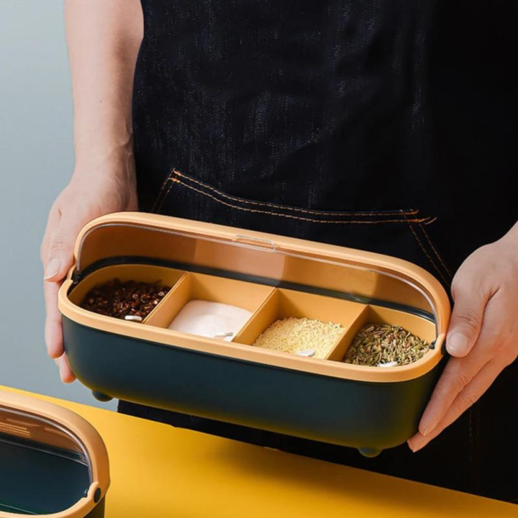4 Compartment Acrylic Spice Container Set Household Storage