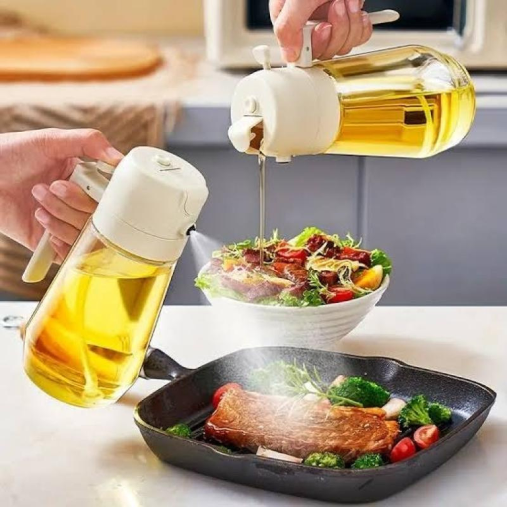 2in1 Oil Sprayer Glass Bottle For Cooking Anti Leakage Olive Oil Storage Bottle For Bbq
