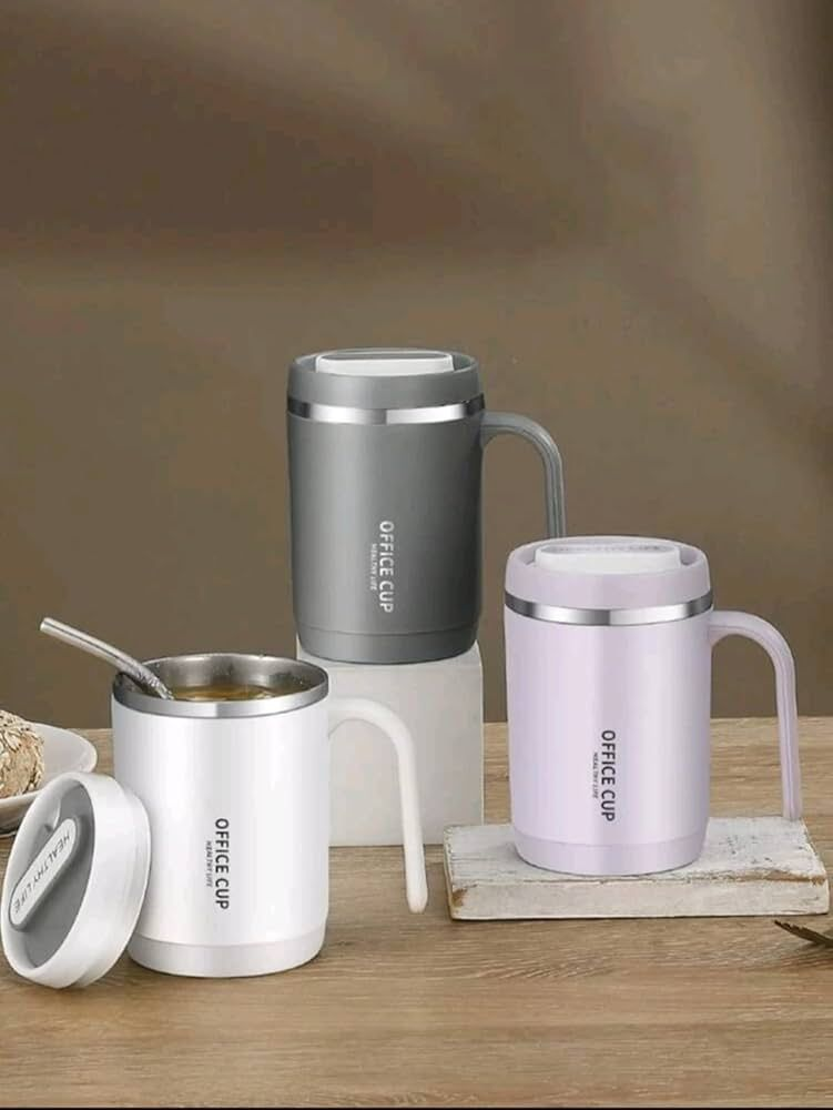 Steel Insulated Mug with Lids Travel Carry Mug With Handle Coffee Milk