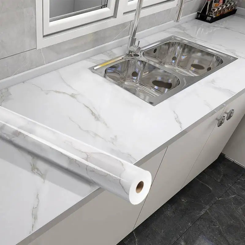 White & Grey | Marble Sheet Sticker 60x200cm | Waterproof Self-Adhesive PVC