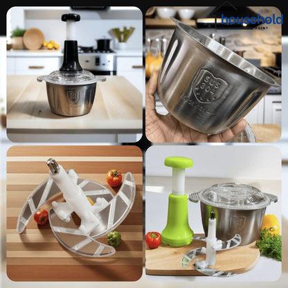 2.0Litre 4 Blades Premium Quality Meat and Vegetable Push Chopper,stainless steal