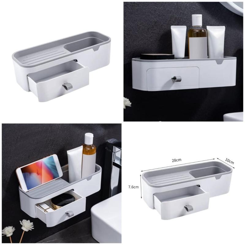 Smart Wall-Mount Storage Shelf with Hidden Drawer