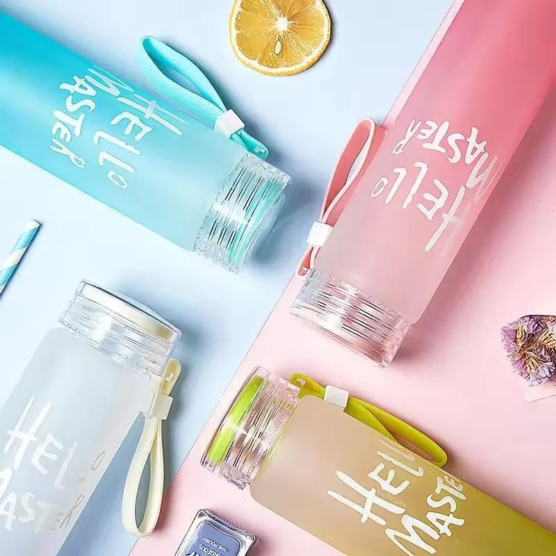 Blue Frosted Glass Water Bottle | Leak-Proof Insulated Bottle with Hello Master declar