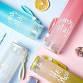 Blue Frosted Glass Water Bottle | Leak-Proof Insulated Bottle with Hello Master declar