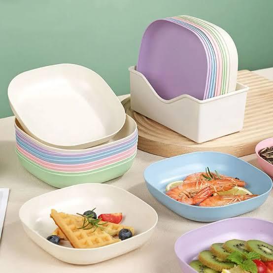 Dinner Plate Set Set of 10 Pcs Colorful Snacks Breakfast Plate with stand
