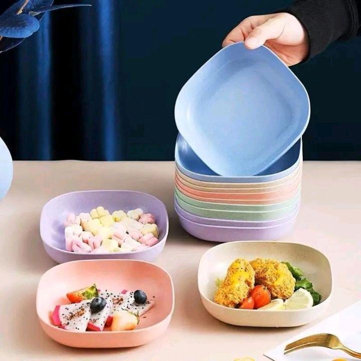 Dinner Plate Set Set of 10 Pcs Colorful Snacks Breakfast Plate with stand