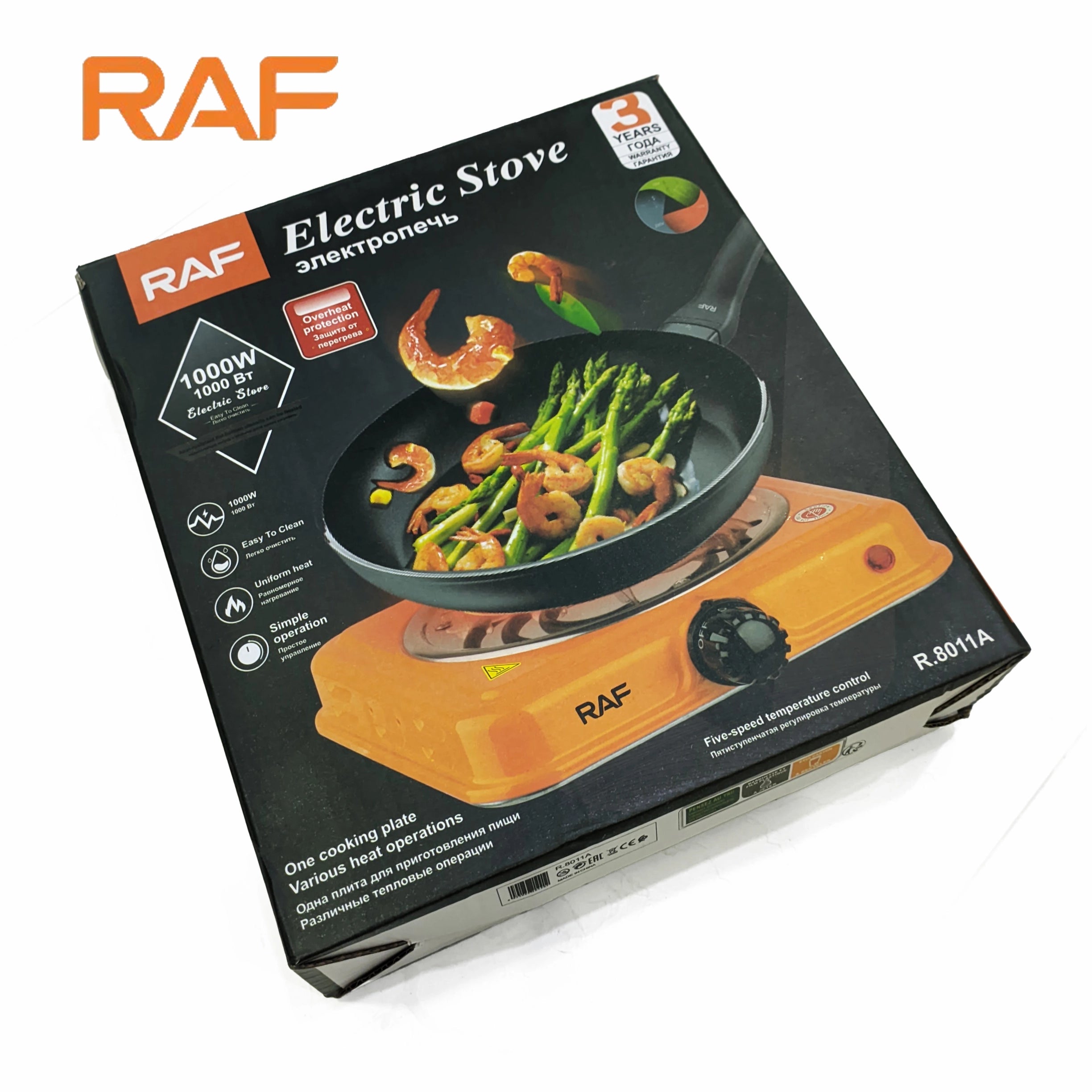 Orange RAF R.8010B Electric Stove Hot Plate and Cooker with 1000W Power