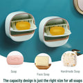 Self-Adhesive Wall-Mounted Luxury Soap Holder with Lid and Drainage Tray